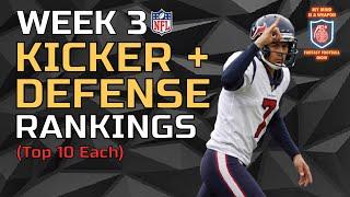 Week 3: K/DEF RANKINGS TIERS (top 10)