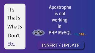 How to insert apostrophe in mysql using php | ' ' signs not working | Morethan Fix