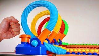 Pop Tube Marble Run Race ASMR # 12  360°  Creative Healing Sound Simple Machine DIY Build