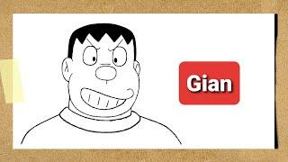 How To Draw Gian step by step | Doraemon gian drawing |gian drawing tutorial | how to draw gian