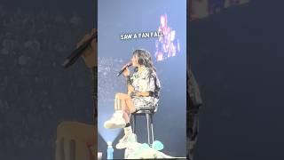 Billie Eilish reacts to a fan falling up the stairs  #shorts #billieeilish