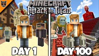 I Survived 100 Days in Minecraft ATTACK ON TITAN & here's what happened...