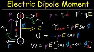 Electric Dipole Moment, Force, Torque, Potential Energy, Work, Electric Field, Physics