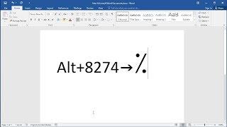 How type Commercial minus sign (⁒) in Word