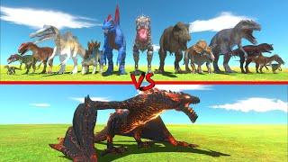 Lava Dragon in Battle with All Dinosaurs - Animal Revolt Battle Simulator