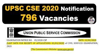 UPSC CSE Notification 2020 out - 796 Vacancies UPSC / CSE / IAS / IPS /  latest NEWS 2020 By VeeR