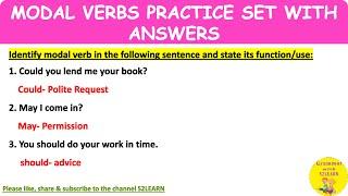 Modal Verbs Practice Set| Modal Verbs Exercise| All Modal Verbs| S2LEARN