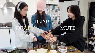 BLIND DEAF & MUTE COOKING KOREAN SNACKS CHALLENGE