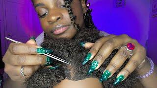 ASMR Relaxing Scalp Check & Hair Braiding on Thick Hair ‍️