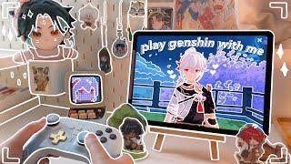 🪻 playing genshin impact on a cozy night, ipad setup | dps kazuha gameplay, ambience (asmr)