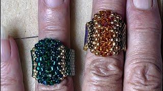 Tutorial Peyote stitch ring with seed beads and crystals , easy beginner friendly