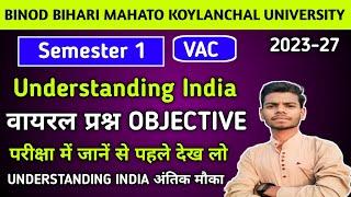 Understanding India वायरल प्रश्न 2024। BBMKU Semester 1 Understanding India MCQ  Objective Questions