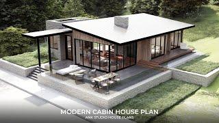 2-Bedroom Modern Contemporary Cabin House Plan | 1,200 sq ft