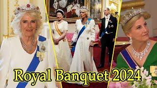 Royals wear tiaras to attend state banquets welcoming the King and Queen of Japan