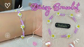 How to make flower beaded bracelet | Cara Membuat Gelang Daisy 