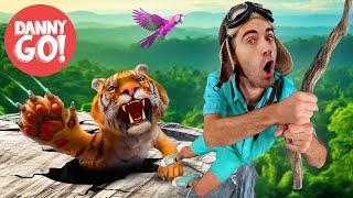 “Escape From Tiger Island!” (Jungle Adventure)  Floor is Lava Game | Danny Go! Songs for Kids