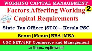 Factors affecting working capital requirements |STO| Bcom |Mcom |UGC NET/JRF