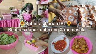 Rutinitas IRT, beberes dapur || unboxing paket dan memasak menu harian sederhana