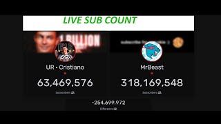 LIVE: UR · Cristiano Ronaldo vs MrBeast Sub Count Battle (Cristiano Ronaldo New Channel)2024