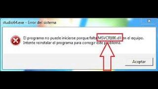 Problema en error MSVCR100 dll