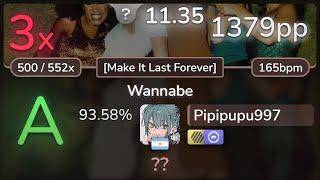 11.4⭐ Pipipupu997 | Spice Girls - Wannabe [Make It Last Forever] +HDDT 93.58% | 1379pp 3 - osu!