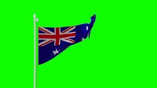 Australia Flag Green SCREEN Close and Long Shots