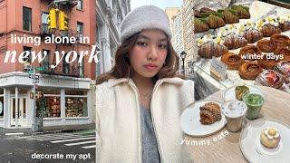 Living Alone in NYC | cozy winter days, decorating my apt, yummy eats ️