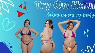 Try on haul new shiny micro bikini on my curvy body ️