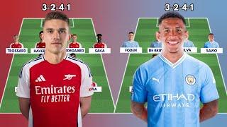 ARSENAL VS MAN CITY (3-2-4-1) Potential starting lineups with transfers | transfer news summer 2024