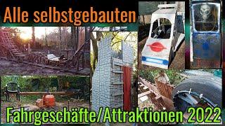 Alle selbstgebauten Fahrgeschäfte/Attraktionen 2022 von Leon 7| Freizeitpark im Garten