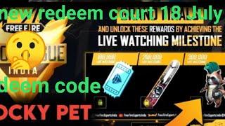 Free fire redeem code Rocky pet New redeem code