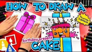 How To Draw A Birthday Present Cake Folding Surprise