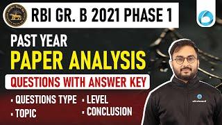 RBI GR. B 2021 Phase 1 Past Year Paper Analysis | Questions with Answer Key | Detailed Analysis