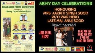 Army Day Celebrations | Honoring Mrs. Aakriti Singh Sood | Late Maj. Anuj Sood | Girija Deshpande