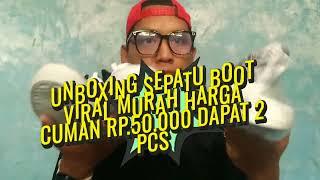 UNBOXING SEPATU BOOT VIRAL MURAH HARGA CUMAN Rp.50.000 DAPAT 2 PCS SUDAH GRATIS ONGKIR SE INDONESIA