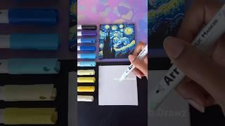 Satisfying ASMR Drawing ⭐️ Mini Canvas & Paint Pens Art #shorts