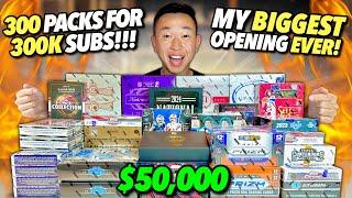 *INSANE PULLS! * OPENING 300 PACKS TO CELEBRATE 300K SUBSCRIBERS! MY BIGGEST OPENING EVER ($50K)!