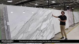 Ron highlights some of the newest marble slabs in their West Palm Beach marble showroom.