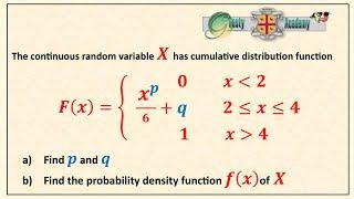 Cumulative Distribution Function F(x) of a Continuous Random Variable X