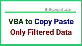 VBA to Copy and Paste Filtered data