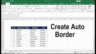 how to add borders automatically to cells in excel