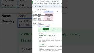 how to use vlookup with any column #googlesheets #data