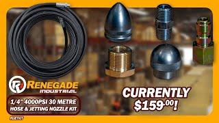 Renegade Industrial 1/4" 4000PSI 30 Metre Hose & Jetting Nozzles Kit - RIJETKIT