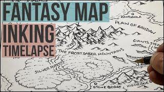 Fantasy Map Drawing - full inking process from start to finish.