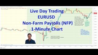 Live Day Trading EURUSD Forex Non Farm Payrolls (NFP) 1-Minute Chart