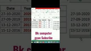 Excel Expert |short note|Short formula|Excel gyan| Bk computer gyan