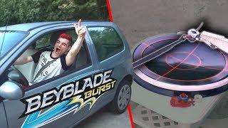 Lancer une toupie beyblade avec une voiture (twingo)