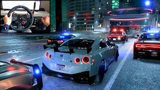 NFS HEAT Police Chase Nissan GT-R R35 Nismo - LOGITECH G29 gameplay