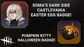 DBD Soma's Dark Side Badge!Castlevania Easter Egg! Pumpkin Kitty Halloween Badge!