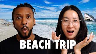 Mongolian Visits an AMERICAN BEACH for the First Time! [International Couple] 